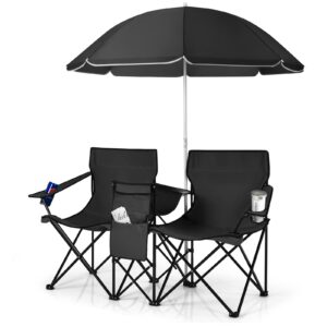 double portable picnic chairs, black