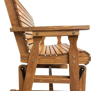 Fortune Candy Wooden Patio Glider with High Roll Back and Deep Contoured Seat, Solid Fir Wood, 2-Seater, Heavy Duty 800 LBS, 4 Feet, Brown