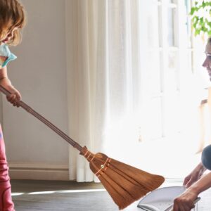 Cabilock Brooms Asian Straw Broom Thai Small Natural Whisk Broom Flower Grass Broom Kid Sweeping Cleaning Broom for Kitchen Office Garage Lobby Sweeper Kids Play Outdoor Broom