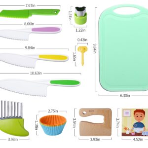 Kids Knives Set for Real Cooking - Toddler Knife Set with Cutting Board, Kids Safe Knife, Peeler, Plastic Potato Slicers, Fruit Cutters and Fork Picks for Kitchen