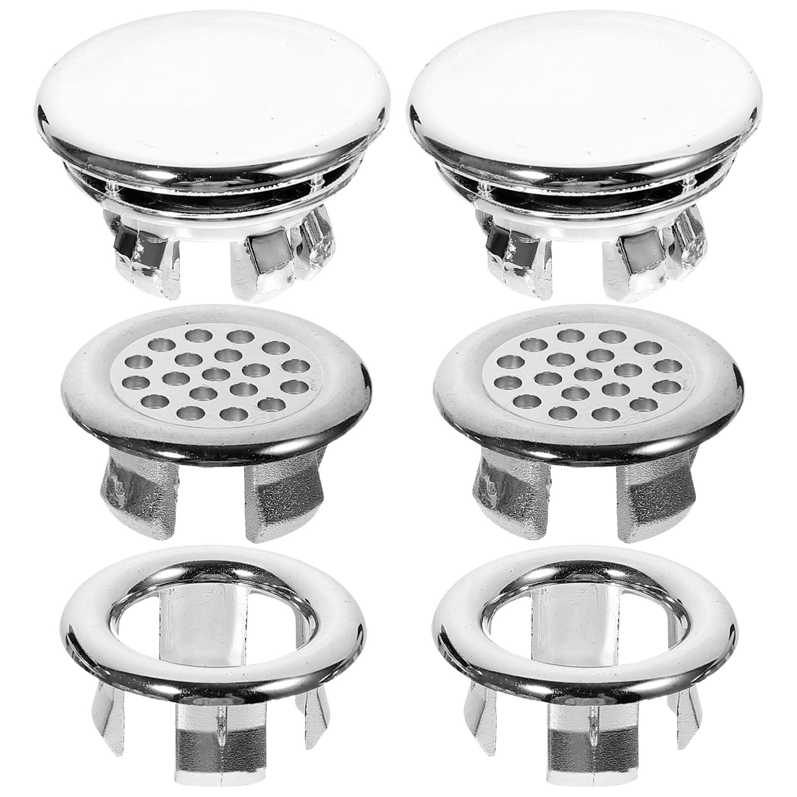 Angoily Sink Cover 6pcs Sink Overflow Ring Kitchen Bathroom Basin Trim Bath Sink Hole Overflow Cover Rings Hole Insert in Cap Replacement for Home Hotel Air Still