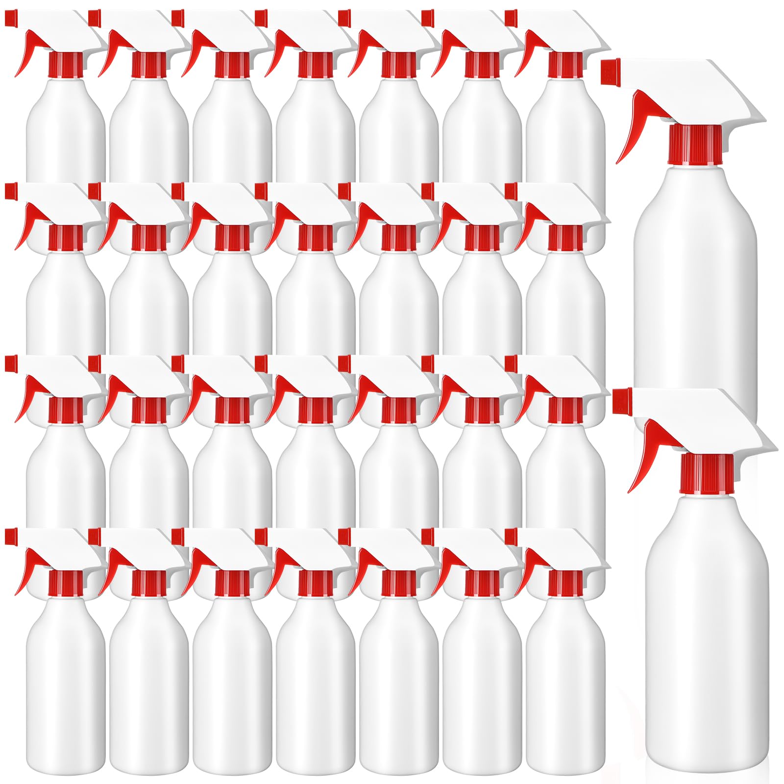 Tanlade 30 Pack Plastic Spray Bottles 16 oz Leak Proof Squirt Bottle Refillable Empty Bottles Spray Water Bottle Mist Sprayer with Red Nozzles for Hair Essential Oil Cleaning Solutions Plants Pets