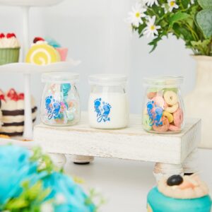 Tanlade 24 Pcs It's a Boy Mini Glass Jars 3.4oz Clear Yogurt Jars With PE Lids Baby Mini Jars Shower Party Favors Boy Baby Shower Decorations Centerpieces