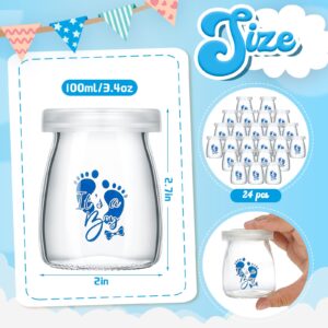 Tanlade 24 Pcs It's a Boy Mini Glass Jars 3.4oz Clear Yogurt Jars With PE Lids Baby Mini Jars Shower Party Favors Boy Baby Shower Decorations Centerpieces