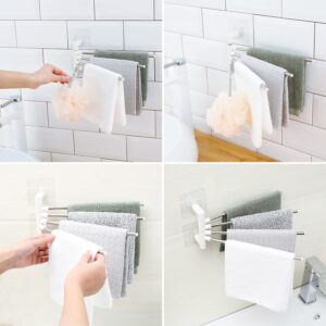 Kitchen Swivel Towel Bar Stainless Steel 4 Arm 180° Rotation Towel Rack Wall Mounted Rotating Towel Holder for Bathroom Kitchen