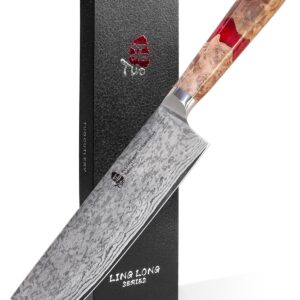 TUO Nakiri Knife 7 inch Japanese Kitchen Knife Nakiri Chef Knife 45-layers AUS-10 Damascus Steel Vegetable Knife Hand Forged Resin Handle with Gift Box