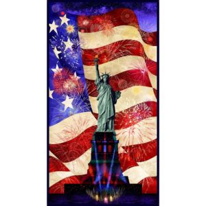 lady liberty from timeless treasures multi lady of liberty & american flag cotton fabric panel 23" x 43"