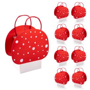 cheerland red mushroom party favor bags woodland party enchanted forest theme party supplies fairy first birthday goodie bags for kids birthday party supplies baby shower garden treat bag - pack of 8