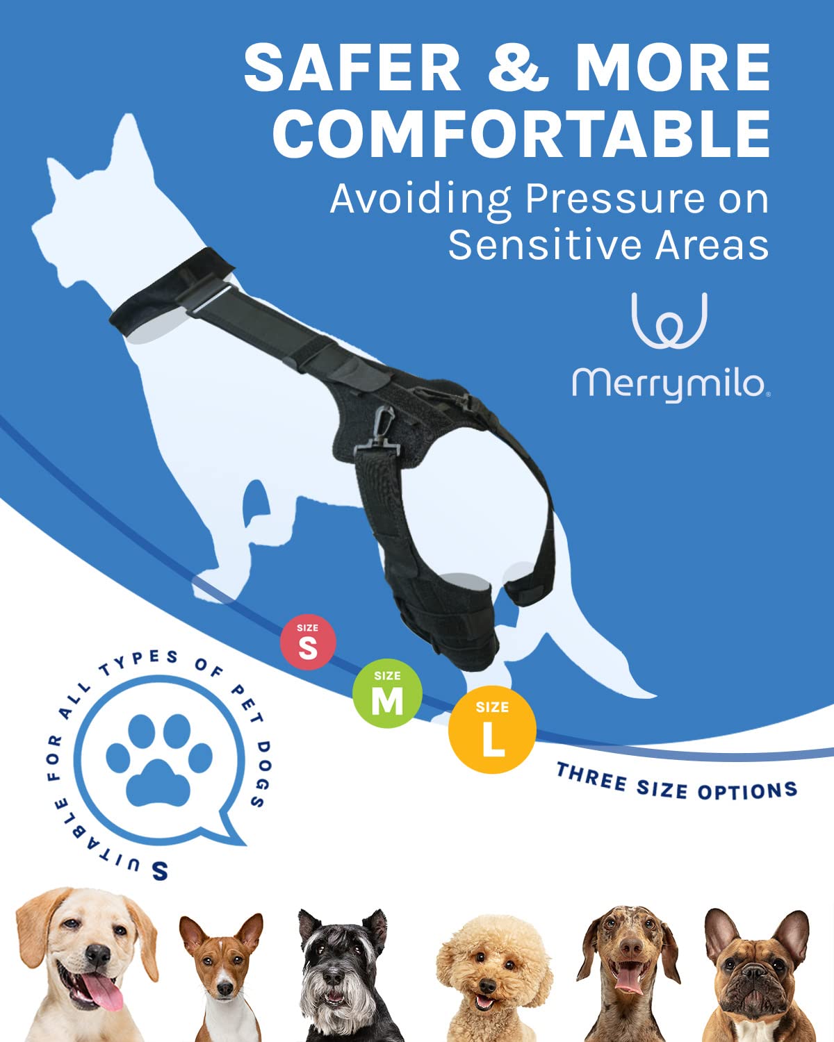 MerryMilo dog knee brace for torn acl hind leg -Upgraded Anti-Slip, Support for Cruciate Ligament Injury, Arthritis, Joint Pain, Muscle Sore, CCL Brace(Size: S, Left Leg)