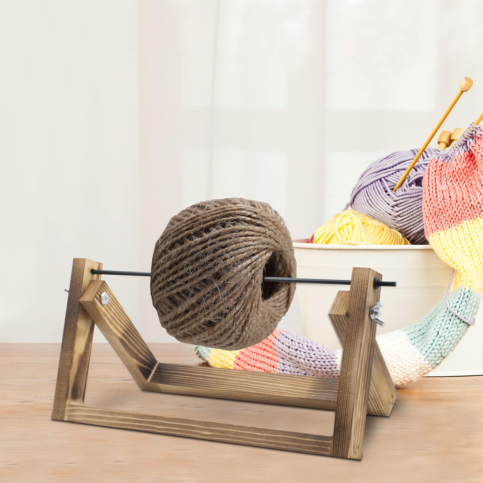 Wooden Yarn Holder Horizontal Yarn Holder for Crocheting Knitting and Crochet Supplies Dispenser Yarn Ball Holder for Crocheting, Yarn Ball Holder or Crochet Yarn Holder Thread Rack Organizer