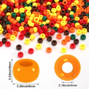 UPINS 1200Pcs Fall Pony Beads, Autumn Thanksgiving Pony Beads for Hair Beads DIY Crafts Thanksgiving Autumn Party Decoration Supplies