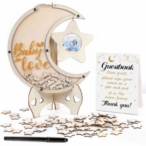 baby shower guest book alternatives moon guest book for baby shower guest book frame with star baby shower decorations guest book alternative for wedding boys girls birthday party keepsake(brown)