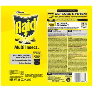 Raid Multi Insect Killer, Kills Ants, Spiders, Roaches and Flies, for Indoor and Outdoor use, 15 Oz (Pack of 4)