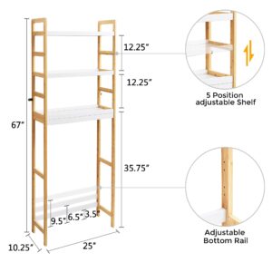 Axeman Over The Toilet Storage, 3-Tier Freestanding Storage Rack Bathroom Organizer Space Saver Above Toilet Stand W/Adjustable Shelves, Fit Most Toilets, Easy Assembly, White