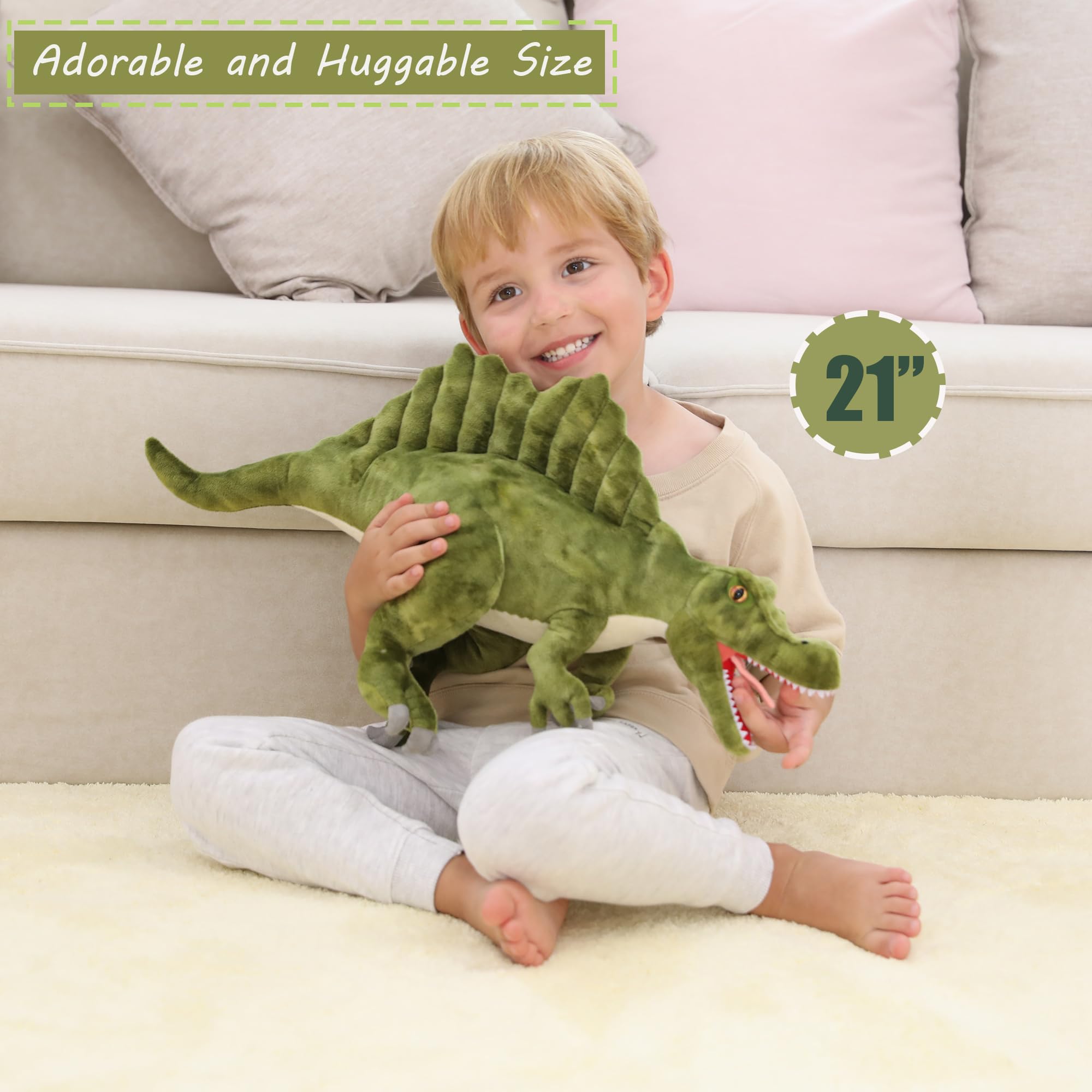 Wilomis Dino Spinosaurus Dinosaur Toys, Dinosaur Stuffed Animal, 21” Spinosaurus Stuffed Animal Plushie, Dragon Doll Toys Pillow Kids Birthday Gift