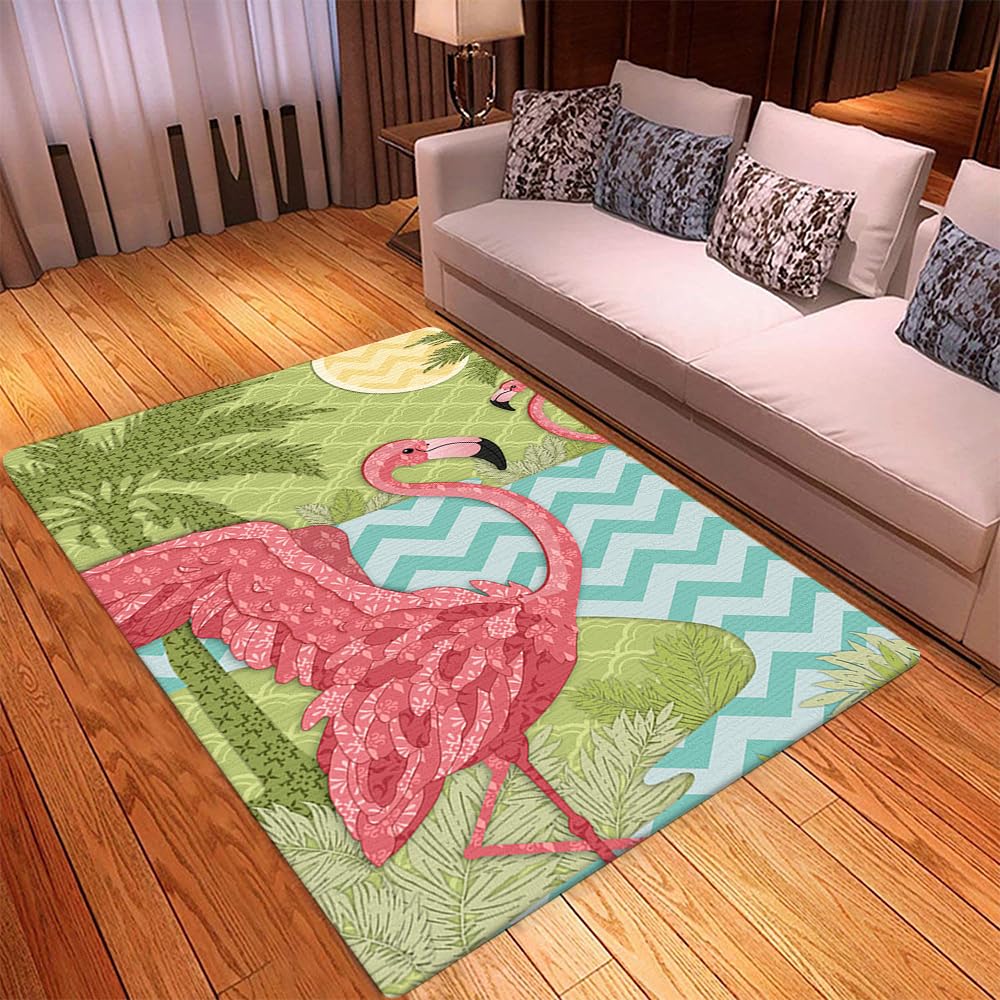 Flamingo Pink Area Rug,Summer Door Mat Flamingo,Tropical Flamingo Carpet for Classroom for Living Room Bedroom Anti-Skid Flamingo Rug Carpet Floor Mat Kitchen Rugs, Flamingo Gifts