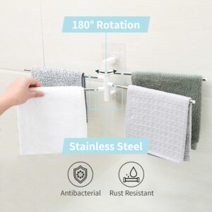 Kitchen Swivel Towel Bar Stainless Steel 4 Arm 180° Rotation Towel Rack Wall Mounted Rotating Towel Holder for Bathroom Kitchen