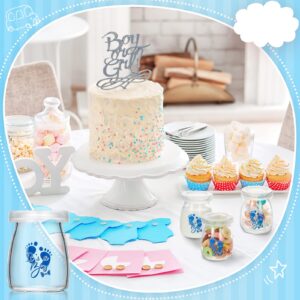 Tanlade 24 Pcs It's a Boy Mini Glass Jars 3.4oz Clear Yogurt Jars With PE Lids Baby Mini Jars Shower Party Favors Boy Baby Shower Decorations Centerpieces