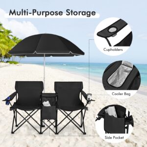 Double Portable Picnic Chairs, Black