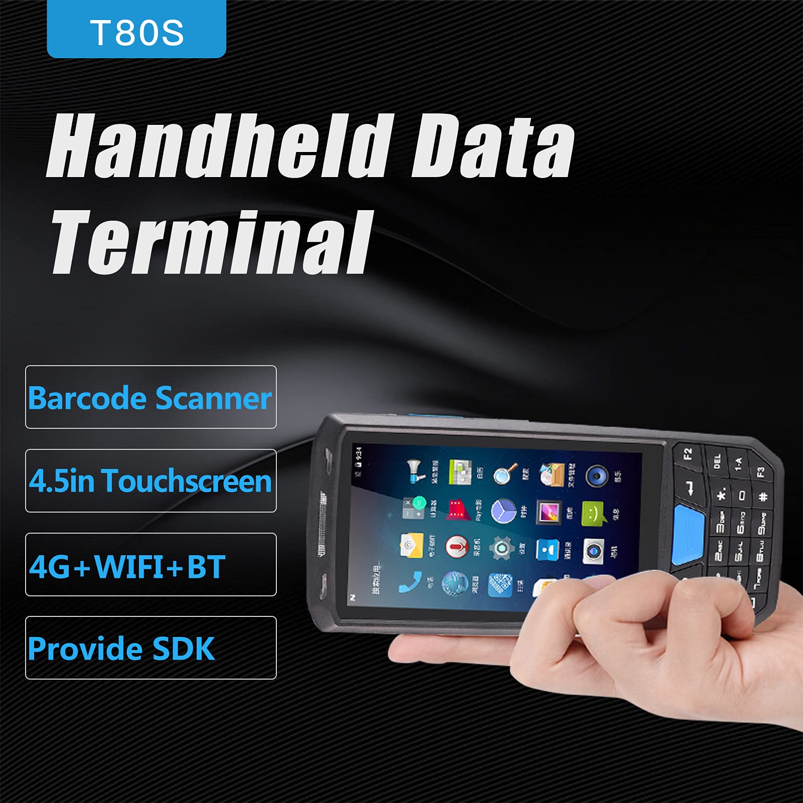 Android 9.0 PDA Handheld POS Terminal Honey-Well 1D/2D/QR Barcode Scanner Data Collector Inventory Machine 4G WiFi BT Mobile Computer with 4.5 Inch Touchscreen 8MP Camera GPS for Warehouse Inventory