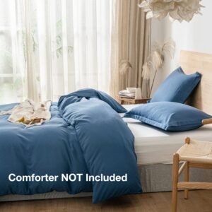 UlikTree Navy Duvet Cover Full Size - Soft Microfiber 3 Pieces Bedding Sets with 2 Pillow Sham, Breathable Comforter Cover with Zipper Closure & Corner Ties (Navy Blue, Full Size)