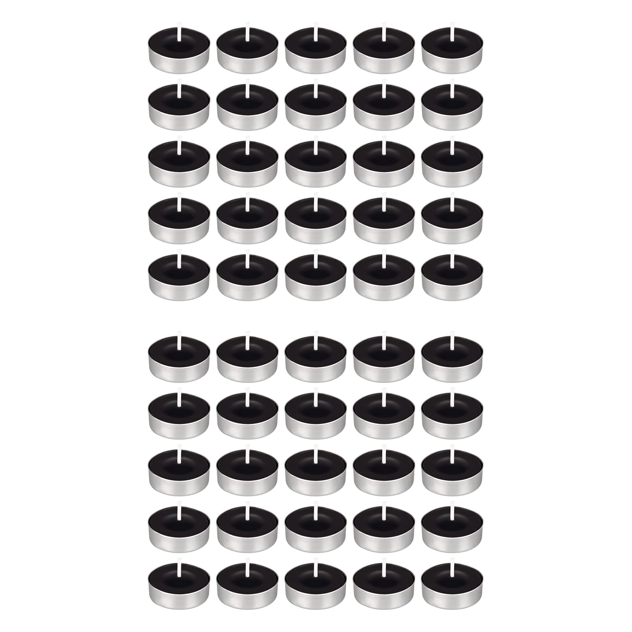 Mega Candles 50 pcs Unscented Black Tea Lights Candle, Pressed Wax Candles 3.5 Hour Burn Time, for Home Décor, Wedding Receptions, Baby Showers, Birthdays, Celebrations, Party Favors & More