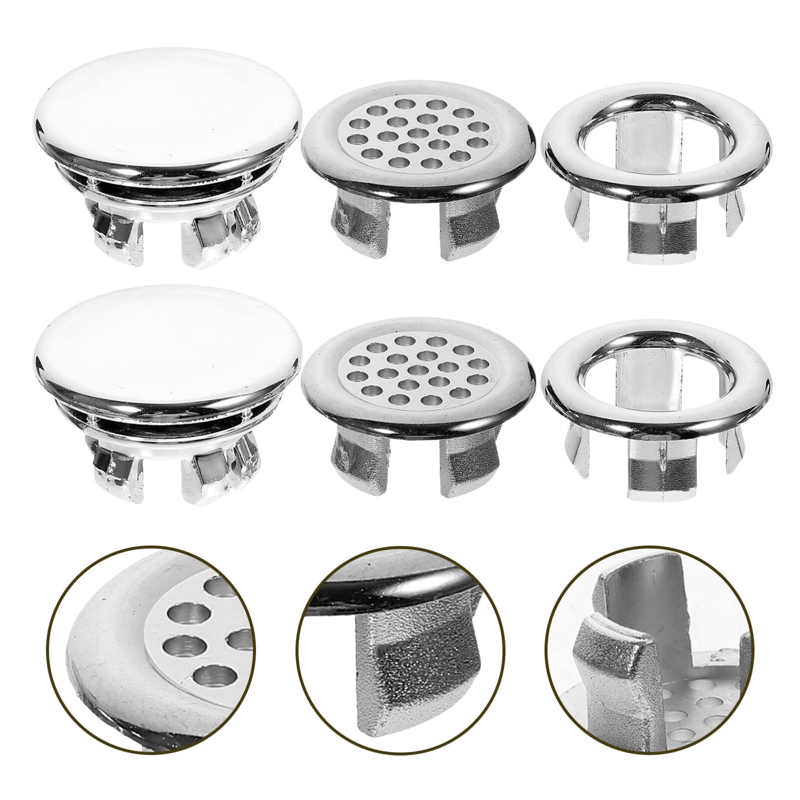 Angoily Sink Cover 6pcs Sink Overflow Ring Kitchen Bathroom Basin Trim Bath Sink Hole Overflow Cover Rings Hole Insert in Cap Replacement for Home Hotel Air Still