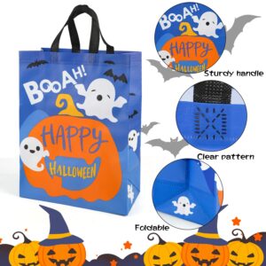 DERAYEE 6 Pcs Halloween Trick or Treat Bags, Large Non-Woven Halloween Tote Bags with Handles, Reusable Goodie Gift Bags Multipurpose Bags for Halloween Party Favors Supplies (15.6" x 11.6" x 5.9")