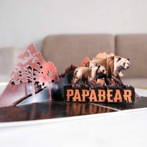 Fathers Day Pop Up Card, Papa Bear Fathers Day Pop Up Card, Papa Bear Pop Up Card - Father's Day Card from Wife, Daughter, Son, Kids for Husband, Grandpa, Birthday Includes Envelope and Note Tag, 6" x