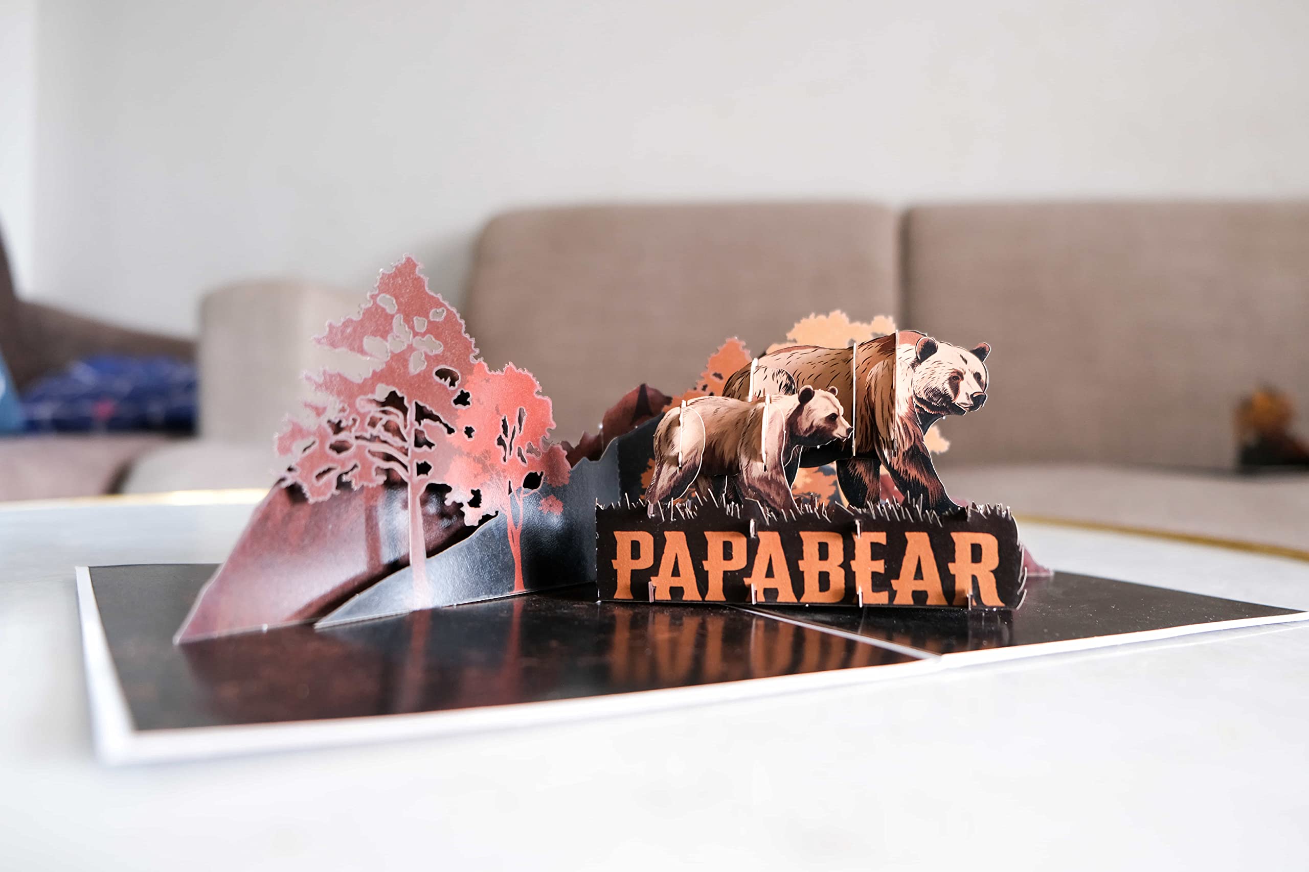 Fathers Day Pop Up Card, Papa Bear Fathers Day Pop Up Card, Papa Bear Pop Up Card - Father's Day Card from Wife, Daughter, Son, Kids for Husband, Grandpa, Birthday Includes Envelope and Note Tag, 6" x