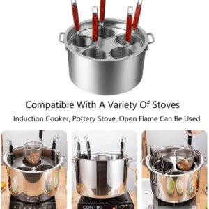 ANSNAL Stainless Steel Pasta Cooker Insert Set, Commercial Stock Pot with Pasta Pot and Insert Strainer Steamer Basket for Home Kitchen Restaurant Cookware, 4 Holes