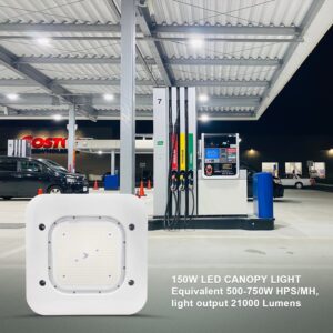 TANLITE LED Canopy Light 150W Gas Station Carport Ceiling Light 5700K, Parking Garage Lighting 21000LM Equivalent 600W HID/HPS, 90-277V IP65 DLC & UL Listed