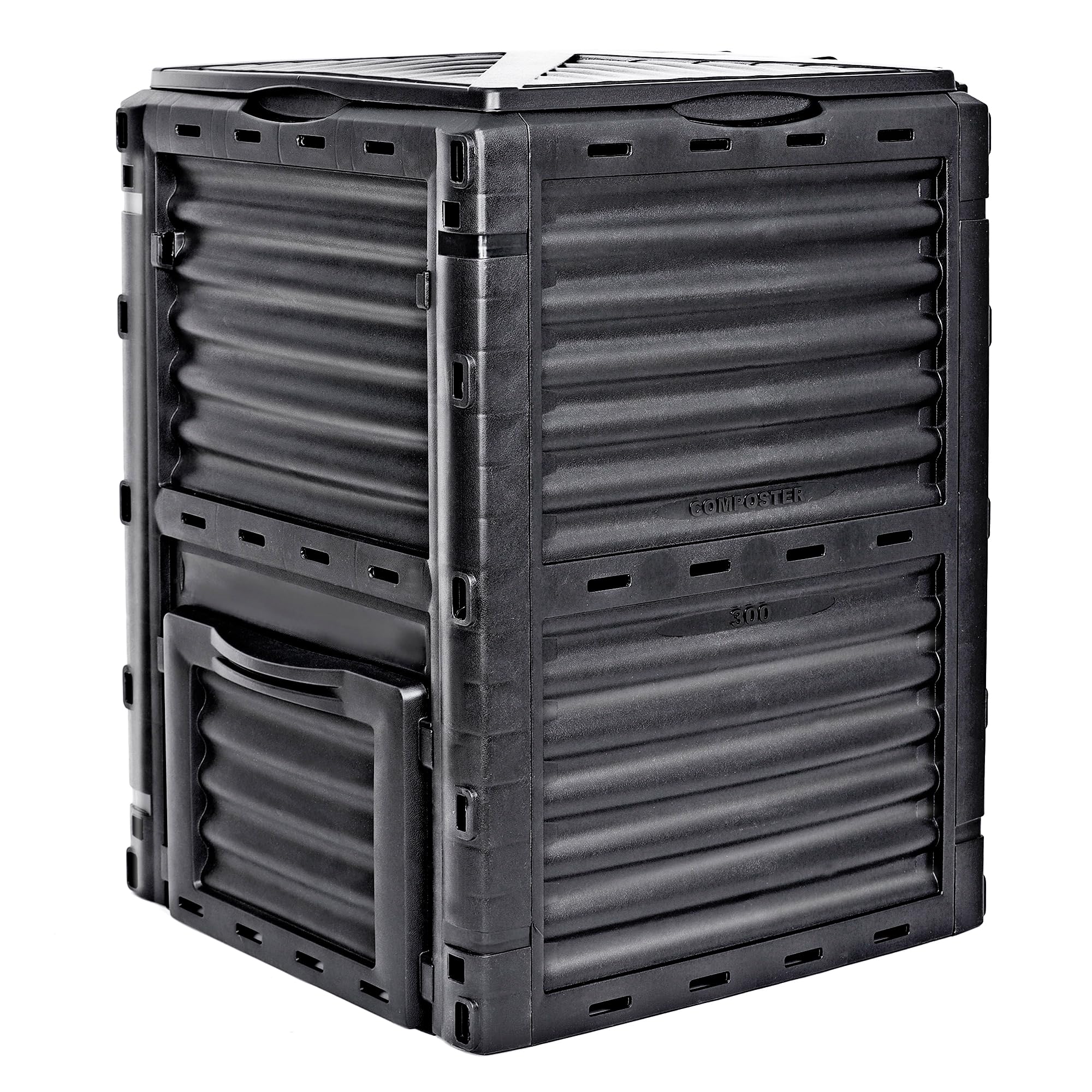 HomGarden 80 Gallon (300 L) Compost Bin from BPA Free Material, Easy Assemble Lightweight & Large Capacity, Outdoor Garden Compost Box, Fast Creation of Fertile Soil, Black