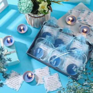 50 Sets Baby Shower Party Favors Including 50 Pcs Unscented Tealight Baby Shower Candles 50 Pcs Gift Bags 50 Pcs Baby Shower Cards for Baby Shower Gender Reveal Party Supplies (Blue)