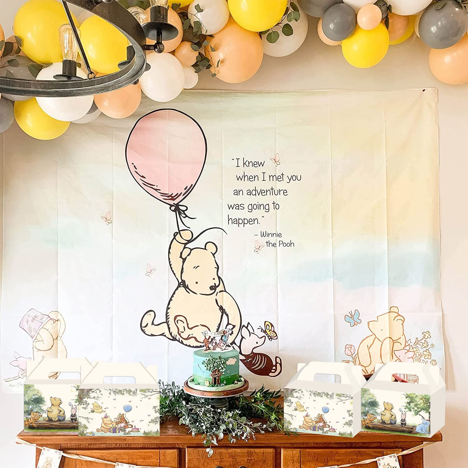 16 Pieces Classic Winnie Pooh Party Supplies, Winnie Pooh Baby Shower Decorations, Winnie Party Favor Boxes