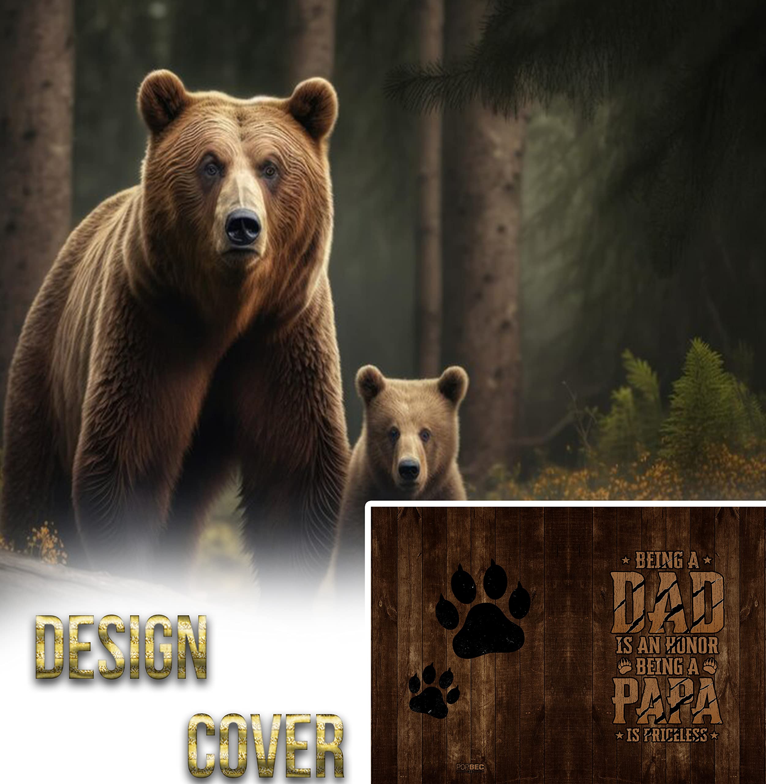 Fathers Day Pop Up Card, Papa Bear Fathers Day Pop Up Card, Papa Bear Pop Up Card - Father's Day Card from Wife, Daughter, Son, Kids for Husband, Grandpa, Birthday Includes Envelope and Note Tag, 6" x