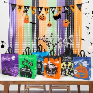 DERAYEE 6 Pcs Halloween Trick or Treat Bags, Large Non-Woven Halloween Tote Bags with Handles, Reusable Goodie Gift Bags Multipurpose Bags for Halloween Party Favors Supplies (15.6" x 11.6" x 5.9")