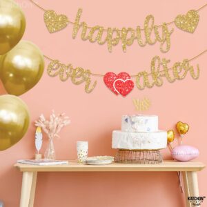 KatchOn, Gold Happily Ever After Banner - 10 Feet | Glitter Happily Ever After Sign for Bridal Shower Decorations | Wedding Shower Decorations | Wedding Decorations for Home Party, Engagement Party