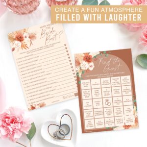 Hadley Designs 20 Boho Hilarious Bridal Shower Games for 20 Guests - Couples Wedding Shower Games, Games for Bridal Shower Bingo Game, Who Knows The Bride Best Bridal Shower Game...