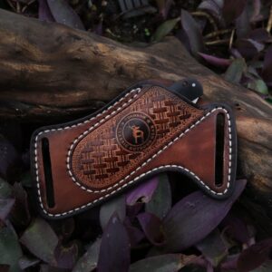 Tourbn Leather Knife Sheath for Belt Pocket Folding Knife Holder Compact Draw Knifes Carrier EDC Tools Holster