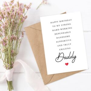 Daddy Birthday Card Poem - Birthday Card For Daddy - Amazing Gift Special For Daddy Birthday - From Wife, Son, Daughter - Cute Birthday Card