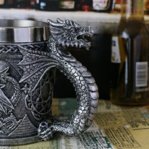 alikiki Medieval GOT Dragon Mug - Dragons Coffee Mug Gifts for Men - 14OZ Stainless Drinking Cup Beer Steins Dragon Themed Party Decoration