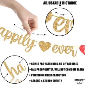 KatchOn, Gold Happily Ever After Banner - 10 Feet | Glitter Happily Ever After Sign for Bridal Shower Decorations | Wedding Shower Decorations | Wedding Decorations for Home Party, Engagement Party