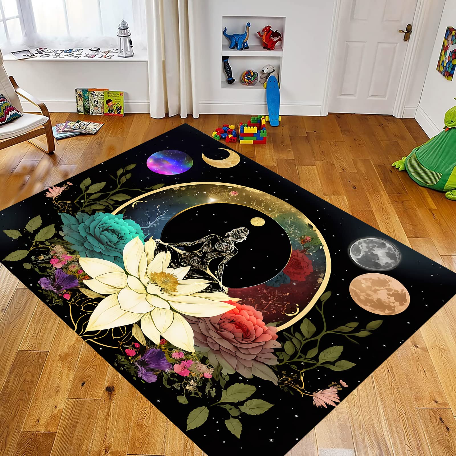 ASVELA Skull Mushroom Animal Sun Moon Life Tree Area Rug Design Carpet for Bedroom Living Room Home Decoration