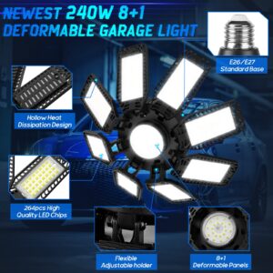 ISKYDRAW LED Garage Light 240W 24000LM Garage LED Lights Screw in Shop Lights for Garage, Lighting Bulb for Garage, Workshop, Attic, Basement, Barn