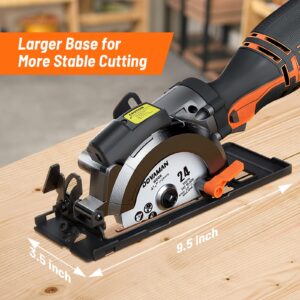 DOVAMAN Circular Saw, 5.8A 4-1/2" Circular Saw w/Laser, Metal Auxiliary Handle, 6 Saw Blades (4½", 4¾"), Cutting Depth 1-11/16" (90°), 1-3/8" (45°), Ideal for Wood, Soft Metal, Plastic, Tile - MCS01A