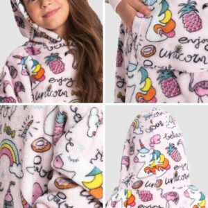 Mad Dog Kids Blanket Hoodie - Wearable Blankets with Cozy Sleeves, Soft Fleece & Sherpa Designs, for Boys & Girls, Ages 4-13, Unicorn, 4-7 Years