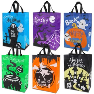 derayee 6 pcs halloween trick or treat bags, large non-woven halloween tote bags with handles, reusable goodie gift bags multipurpose bags for halloween party favors supplies (15.6" x 11.6" x 5.9")