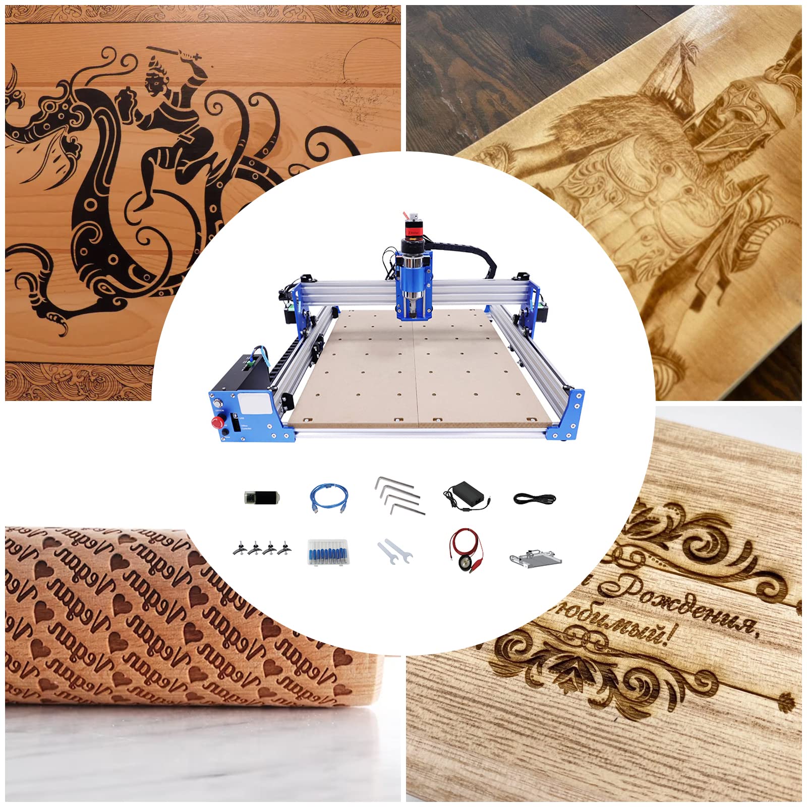 CNC Router Machine, CNC Machine Kit Pro Milling Machine, Mini DIY CNC Router Kit, Engraving Machine, for Wood Metal Acrylic MDF Carving Arts Crafts DIY Design