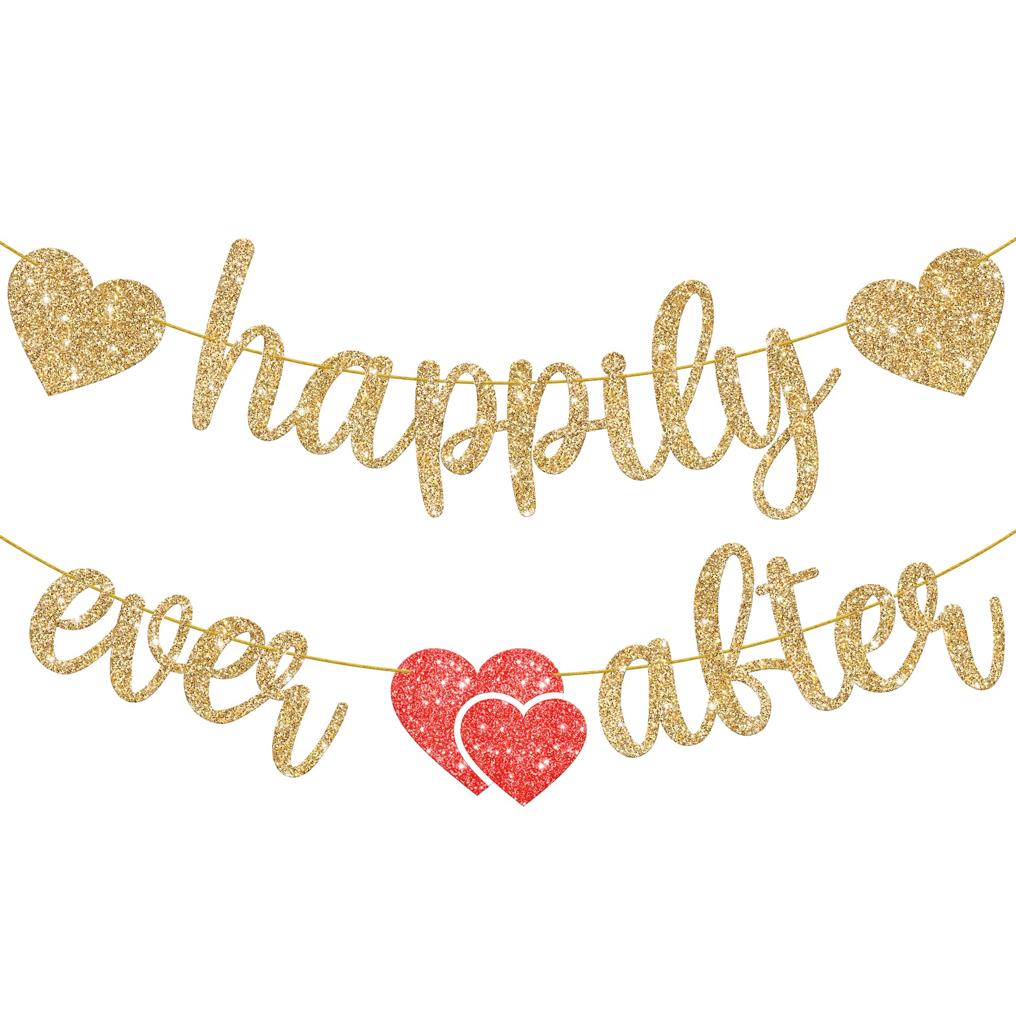 KatchOn, Gold Happily Ever After Banner - 10 Feet | Glitter Happily Ever After Sign for Bridal Shower Decorations | Wedding Shower Decorations | Wedding Decorations for Home Party, Engagement Party